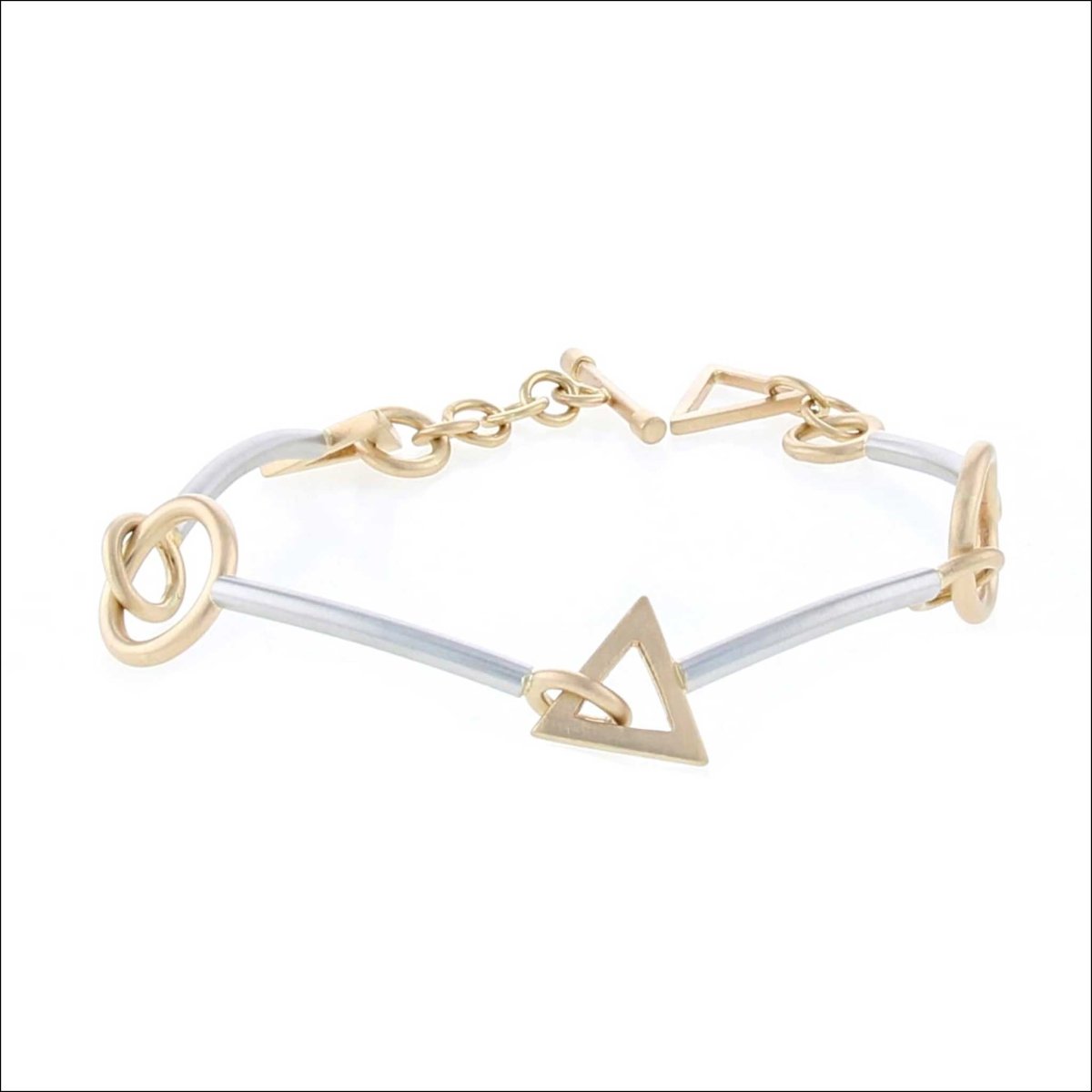 Geometric Open Link Bracelet 18KY Platinum (Consignment) - JewelsmithBracelets