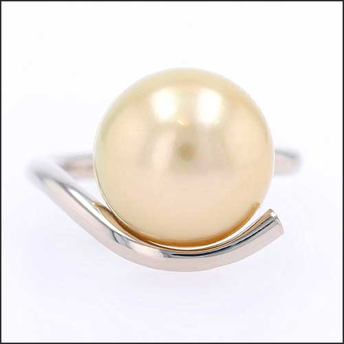 Golden South Sea Pearl Swirl Bypass Ring 18KY 14KW - JewelsmithRings