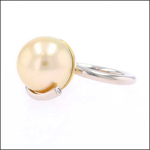 Golden South Sea Pearl Swirl Bypass Ring 18KY 14KW - JewelsmithRings