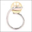 Golden South Sea Pearl Swirl Bypass Ring 18KY 14KW - JewelsmithRings