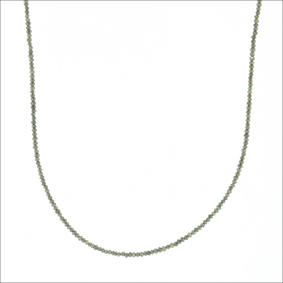 Green Diamond Bead Strand Necklace 18KY 17.5" 13.30cttw - JewelsmithNecklaces