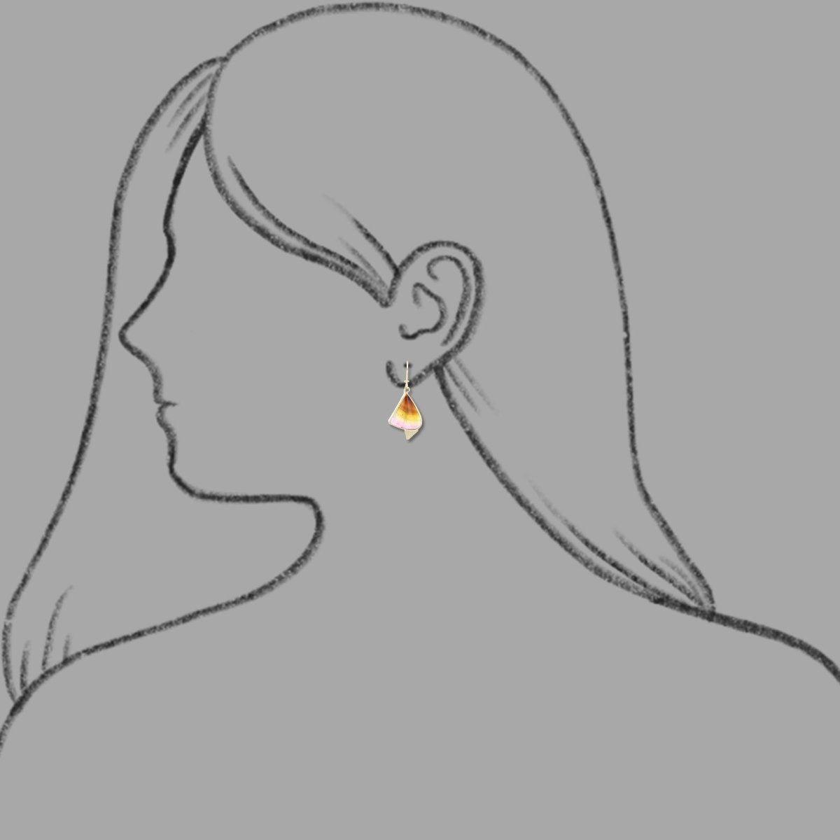 Half Moon Tricolor Tourmaline Earrings 18KY - JewelsmithEarrings