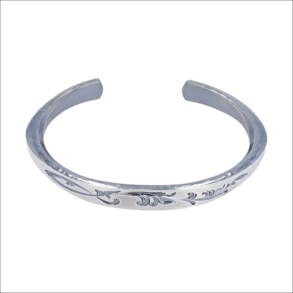Hand Engraved Hammered Cuff Bracelet Sterling Silver - JewelsmithBracelets