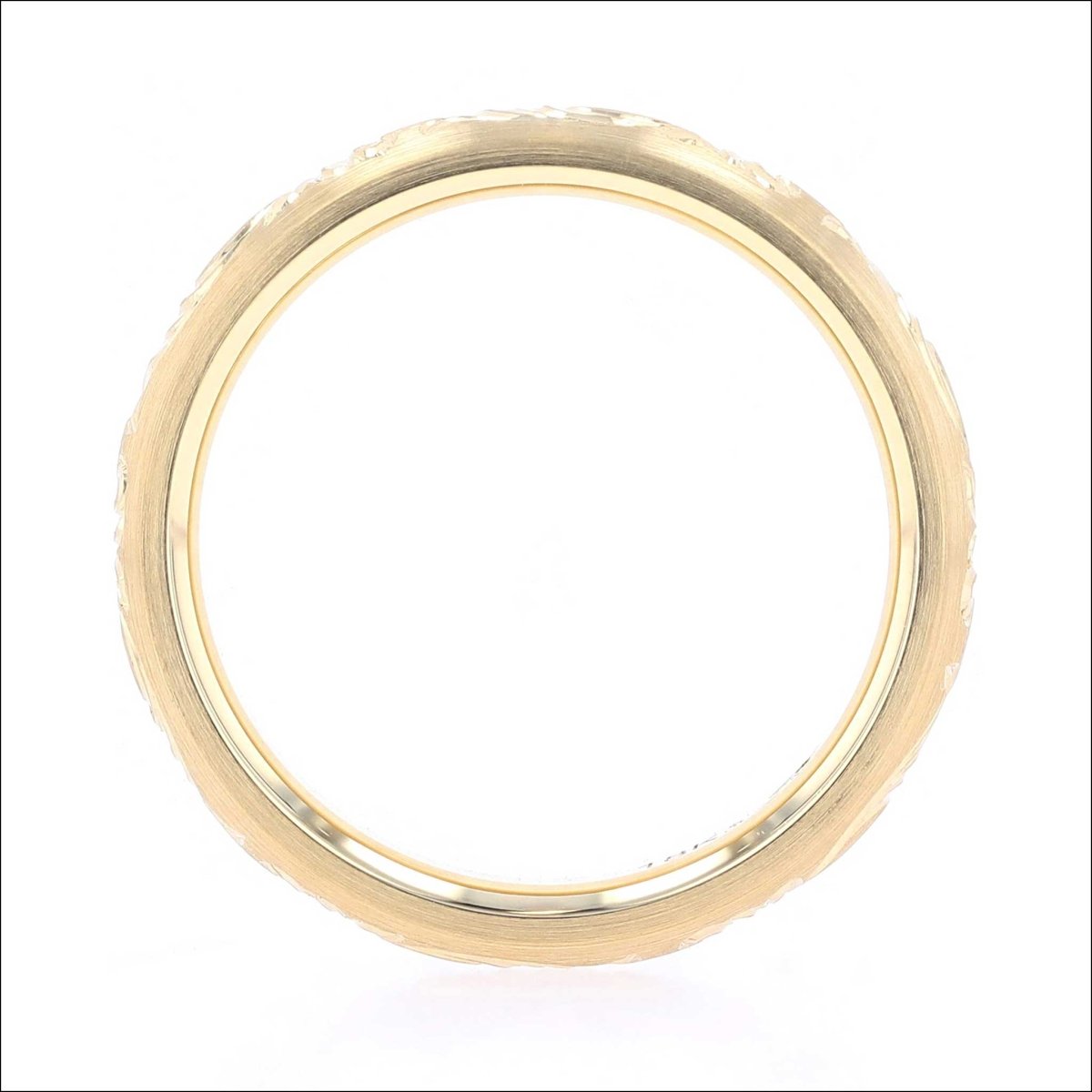 Hand Engraved Scroll Pattern Comfort Fit Wedding Band 18KY - JewelsmithBands