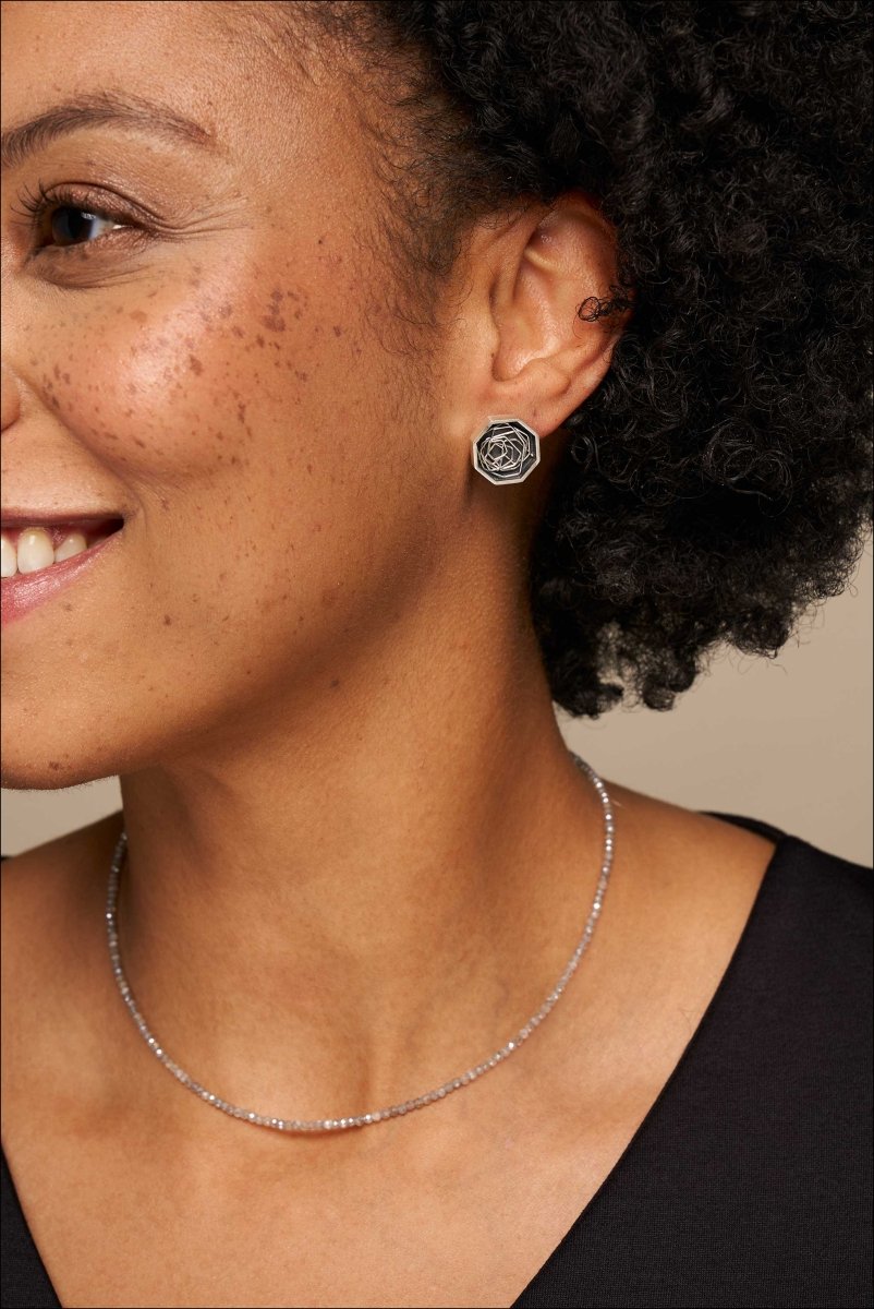 Labradorite Bead Strand Necklace 14KW 16" - JewelsmithNecklaces