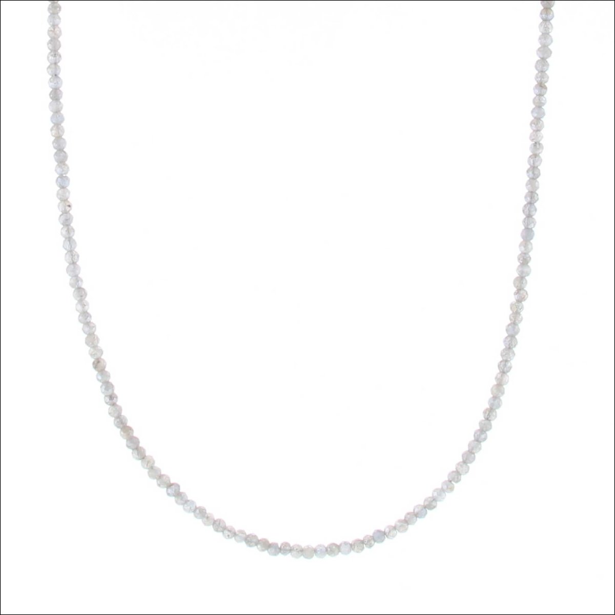 Labradorite Bead Strand Necklace 14KW 16" - JewelsmithNecklaces