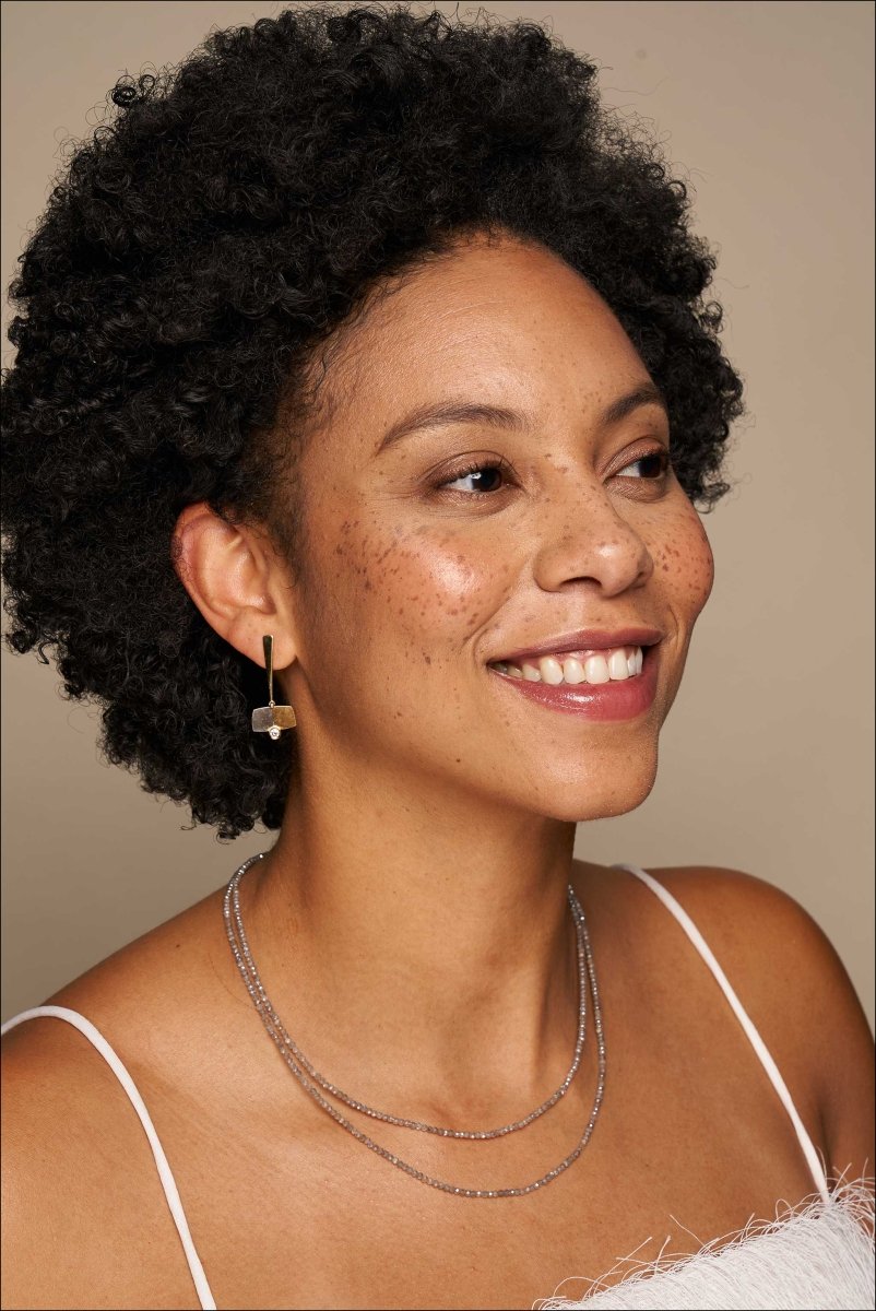 Labradorite Bead Strand Necklace 14KW 18" - JewelsmithNecklaces