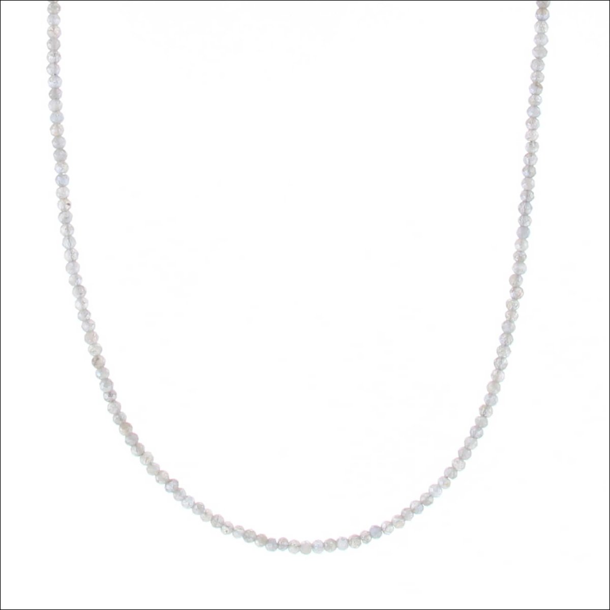 Labradorite Bead Strand Necklace 14KW 18" - JewelsmithNecklaces