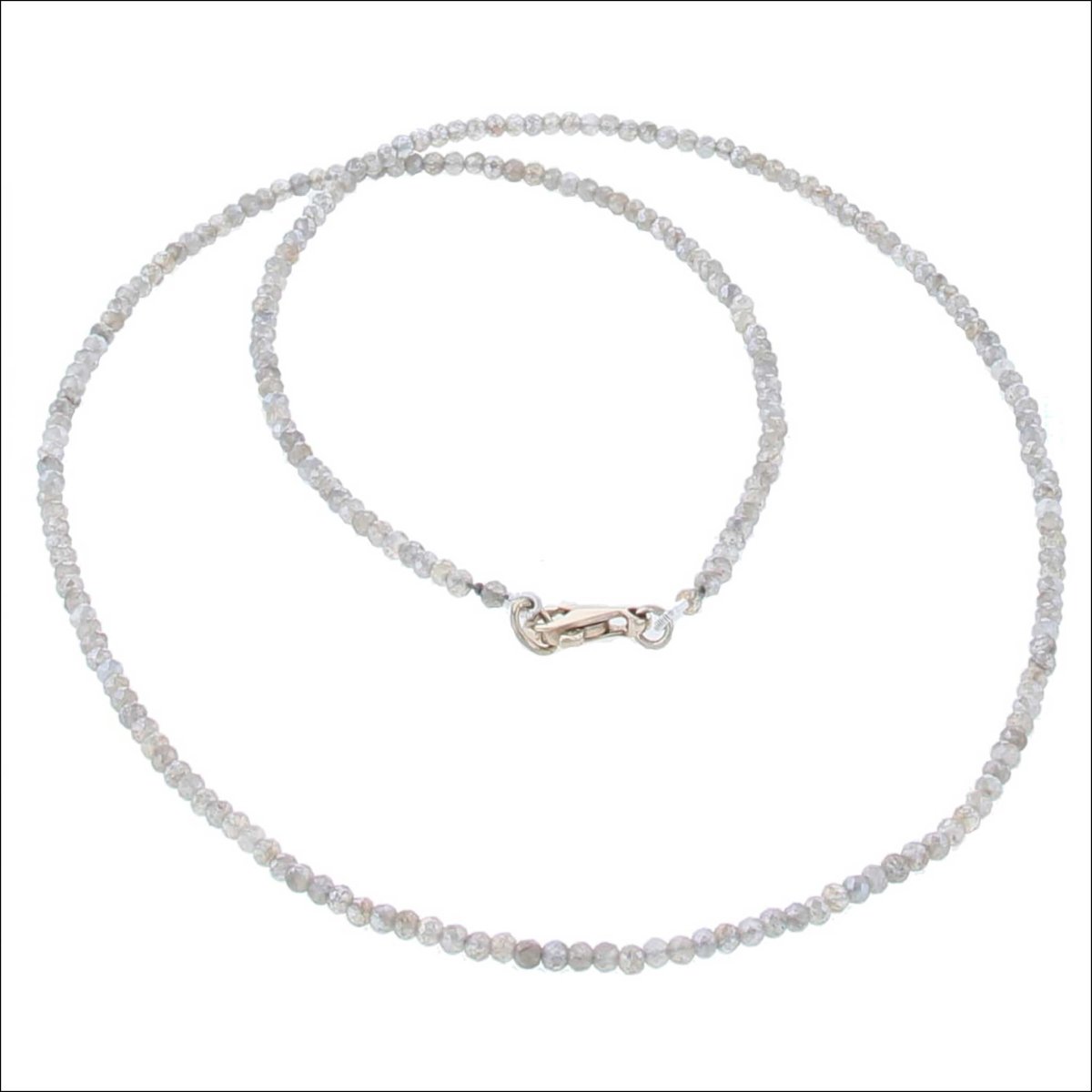 Labradorite Bead Strand Necklace 14KW 20" - JewelsmithNecklaces