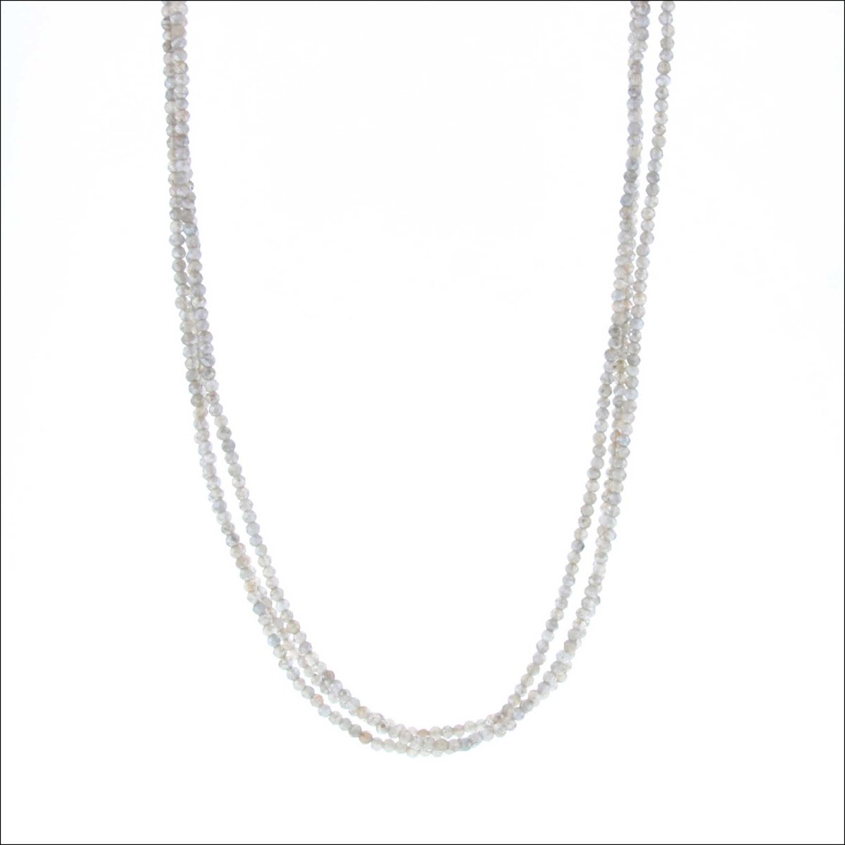 Labradorite Bead Triple Strand Necklace 14KW 36" - JewelsmithNecklaces