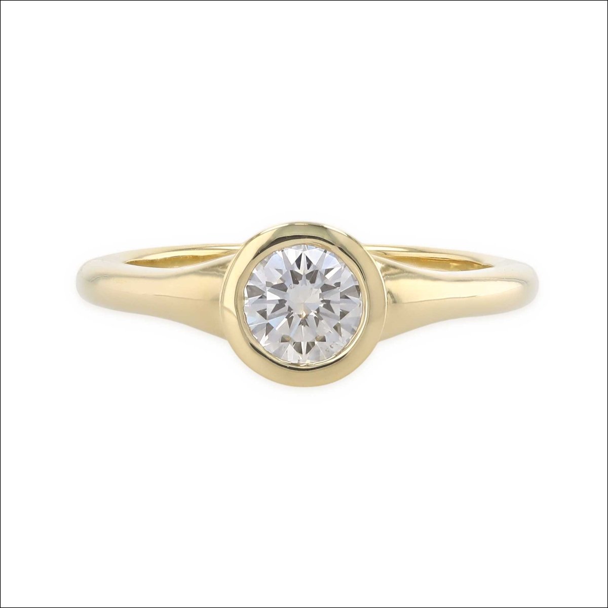 Ladyslipper Flared Shank Diamond Bezel Engagement Ring 18KY - Jewelsmith - Durham NC - Handcrafted - Engagement Rings