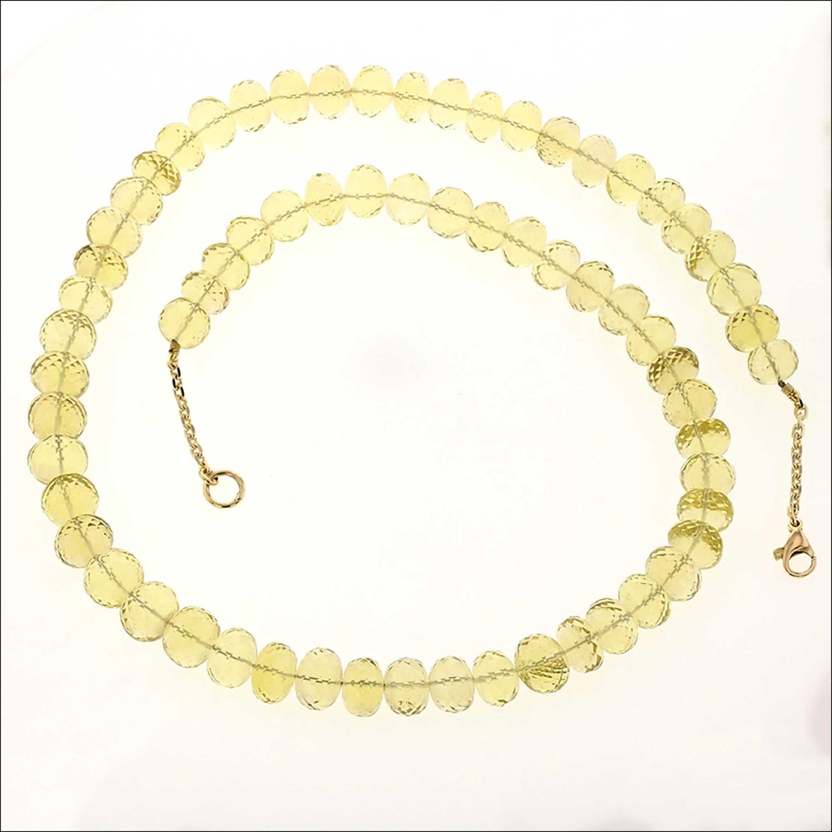 Lemon Quartz Bead Strand Necklace 18KY 23" (Consignment) - Jewelsmith - Durham NC - Handcrafted - Necklaces