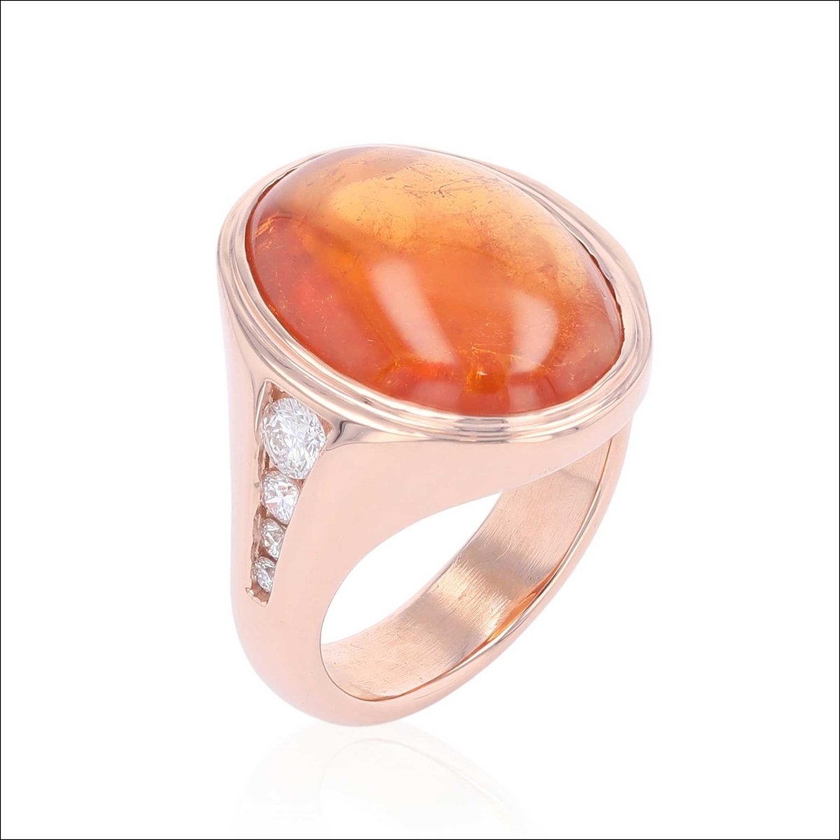 Mandarin Garnet and Diamond Ring 14K Rose - Jewelsmith - Durham NC - Handcrafted - Rings