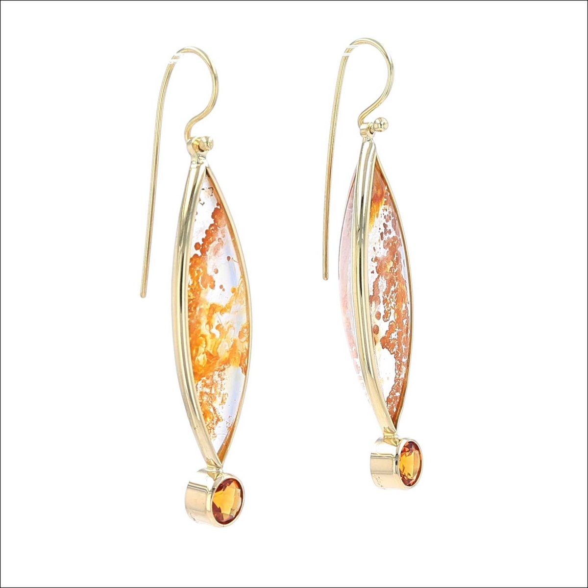 Marquise Buff Top Included Quartz and Citrine Earrings 18KY - JewelsmithEarrings