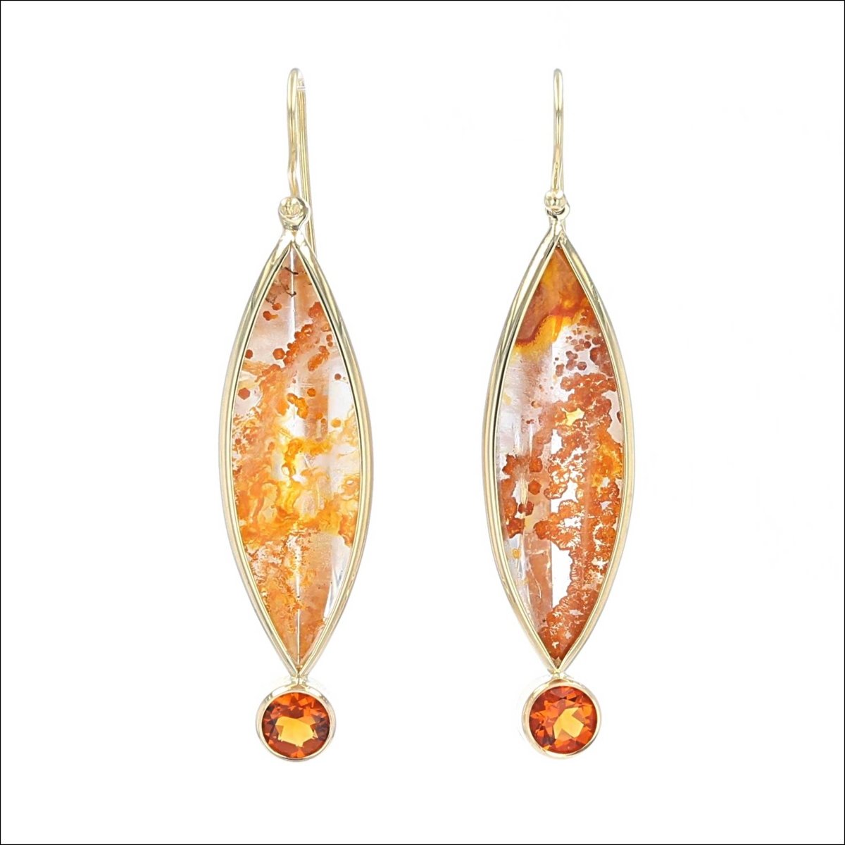 Marquise Buff Top Included Quartz and Citrine Earrings 18KY - JewelsmithEarrings