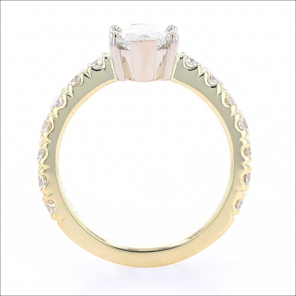 Marquise Diamond Scoop and Split Sides Engagement Ring 14KW 18KY - JewelsmithEngagement Rings