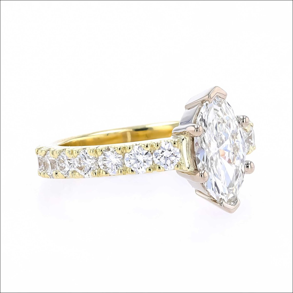 Marquise Diamond Scoop and Split Sides Engagement Ring 14KW 18KY - JewelsmithEngagement Rings