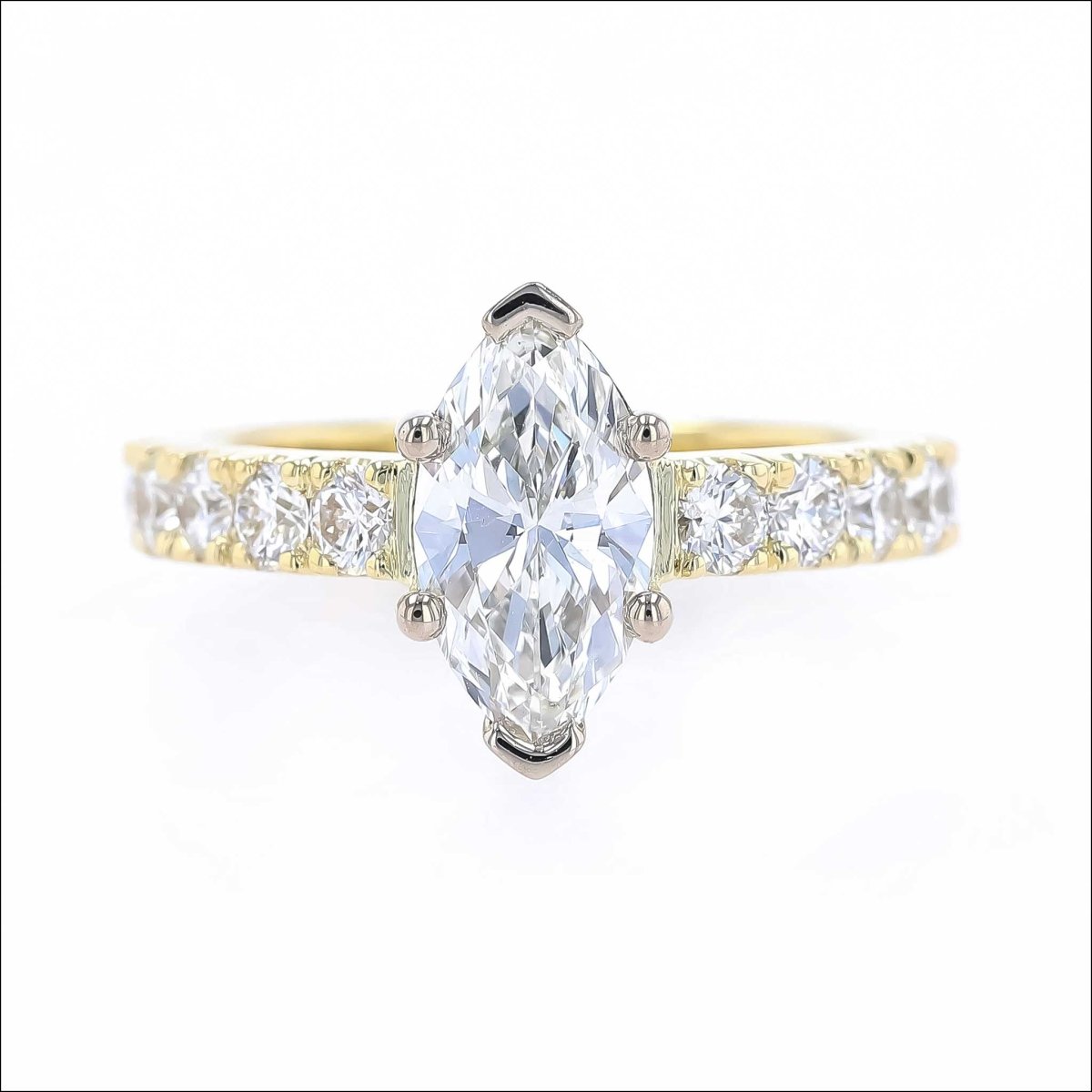 Marquise Diamond Scoop and Split Sides Engagement Ring 14KW 18KY - JewelsmithEngagement Rings
