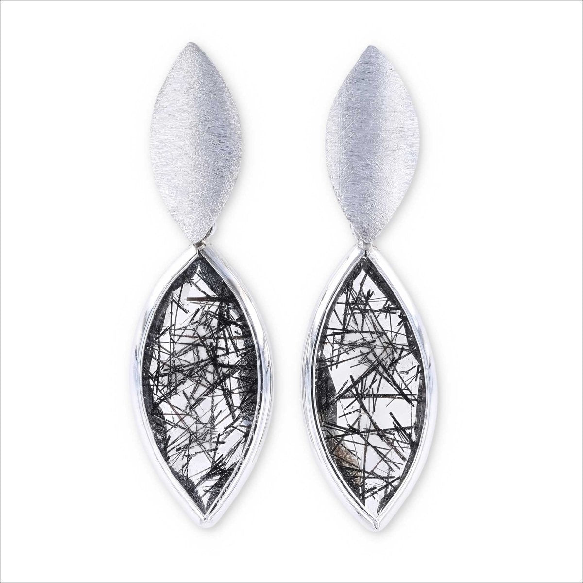 Marquise Tourmalated Quartz Earrings 14KW - JewelsmithEarrings