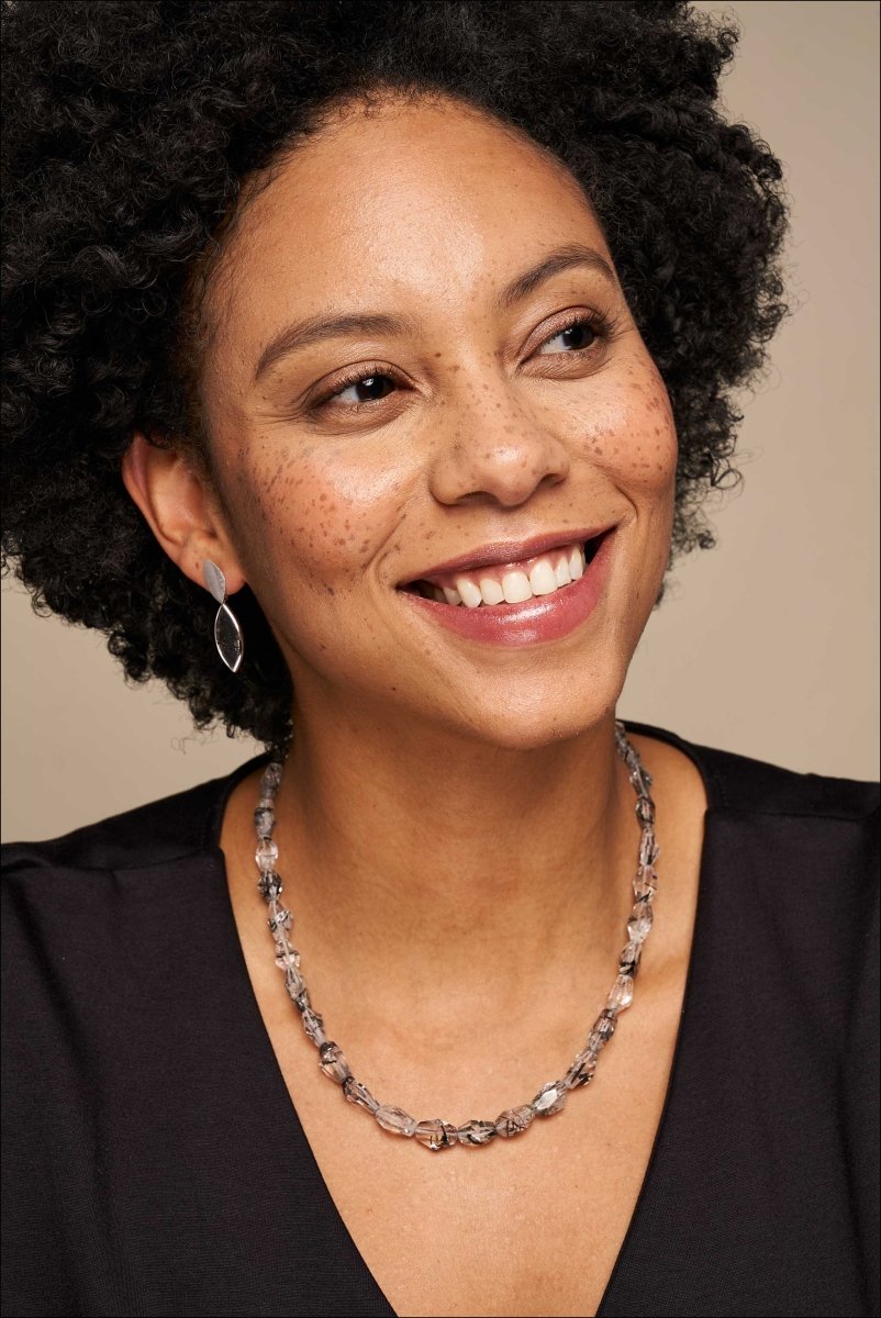 Marquise Tourmalated Quartz Earrings 14KW - JewelsmithEarrings