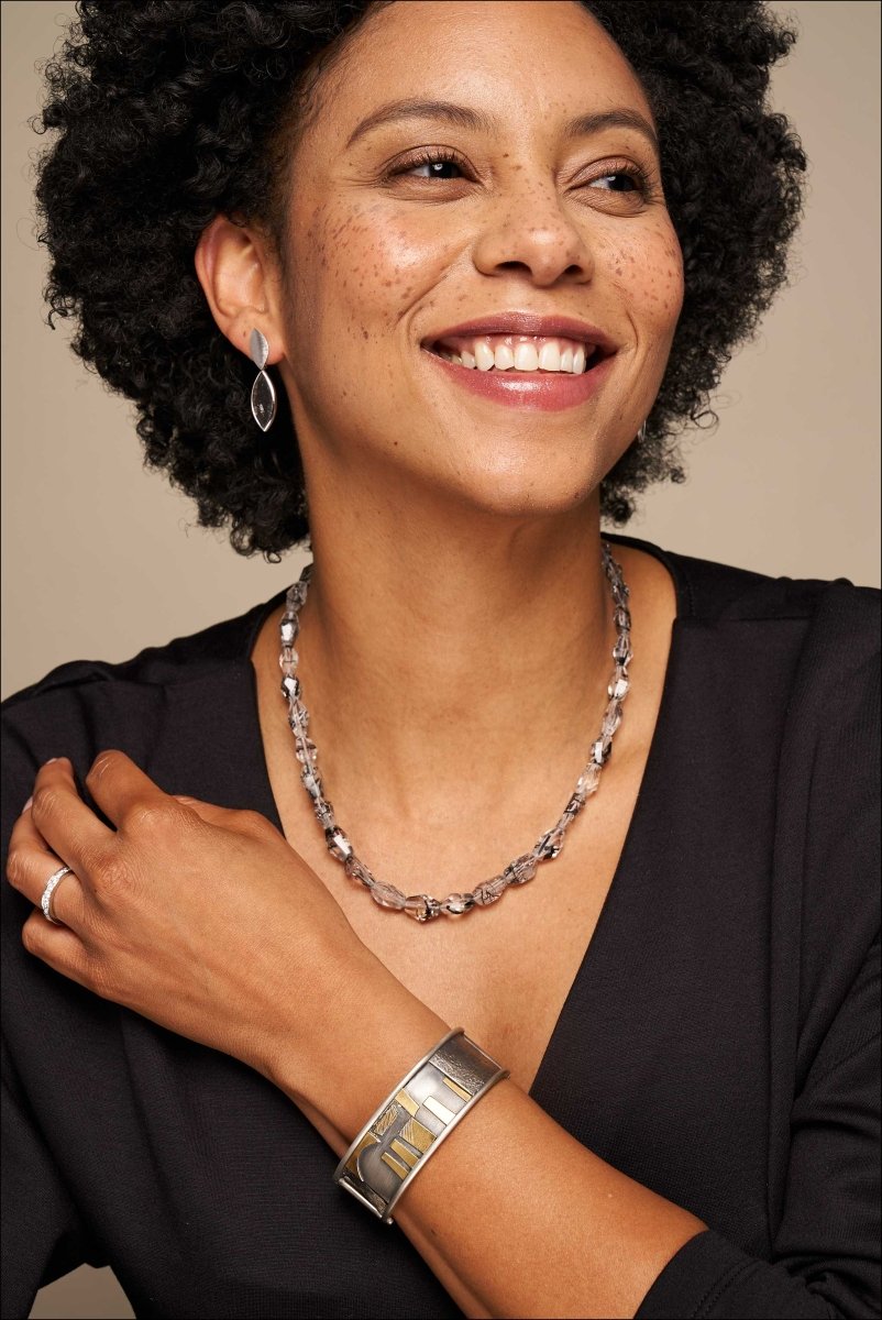 Marquise Tourmalated Quartz Earrings 14KW - JewelsmithEarrings