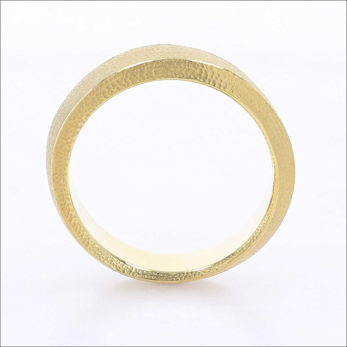 Mobius Style Micro Hammered Textured Men's Wedding Band 18KY - JewelsmithBands