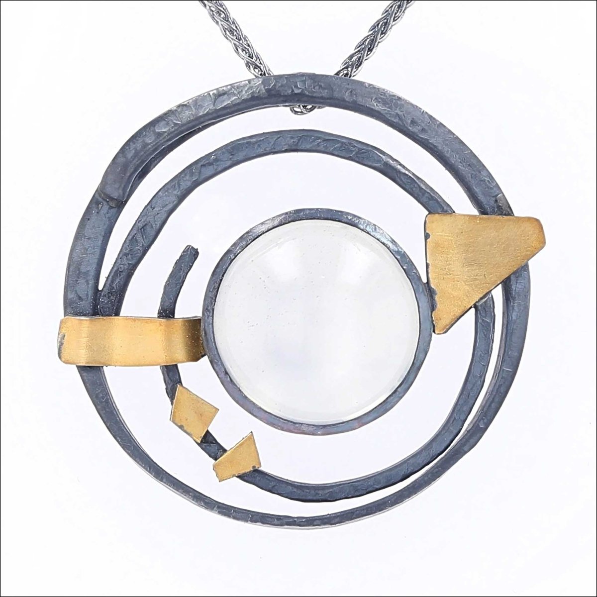 Moonstone Bullseye Pendant Sterling Silver 22KY/Sterling Silver Bimetal - JewelsmithPendants