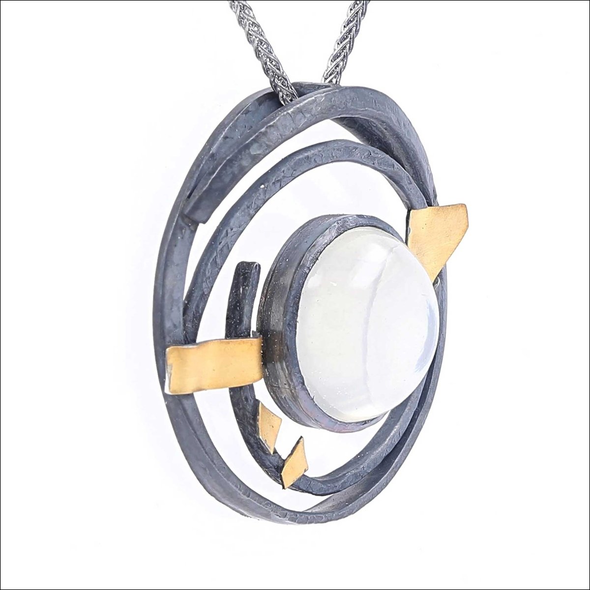 Moonstone Bullseye Pendant Sterling Silver 22KY/Sterling Silver Bimetal - JewelsmithPendants