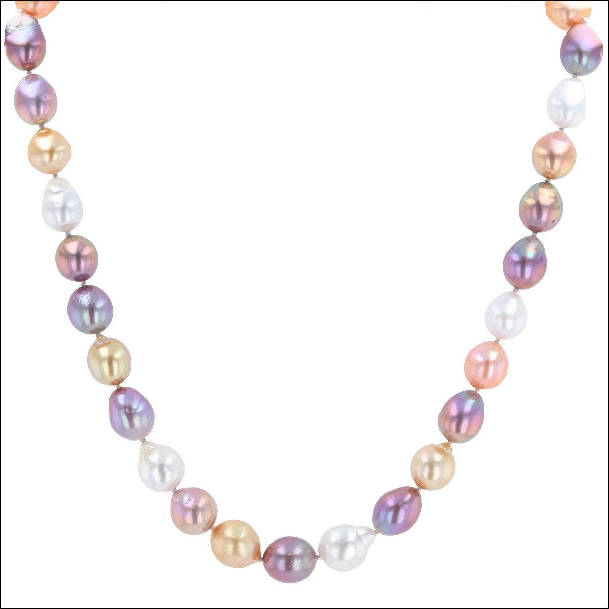 Multi - Color Drop Shaped Freshwater Pearl Strand Necklace 18KY 19" - JewelsmithNecklaces