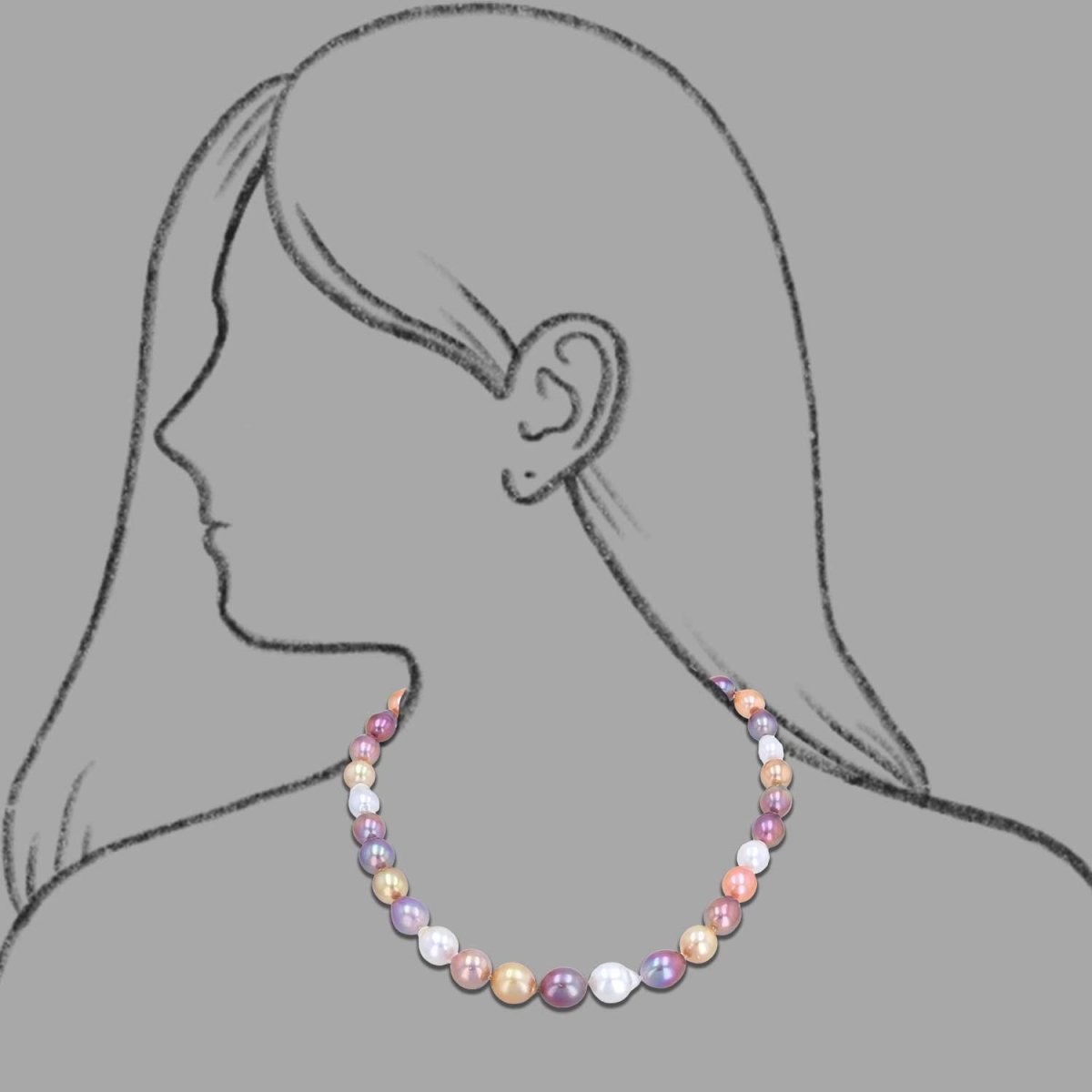 Multi - Color Drop Shaped Freshwater Pearl Strand Necklace 18KY 19" - JewelsmithNecklaces