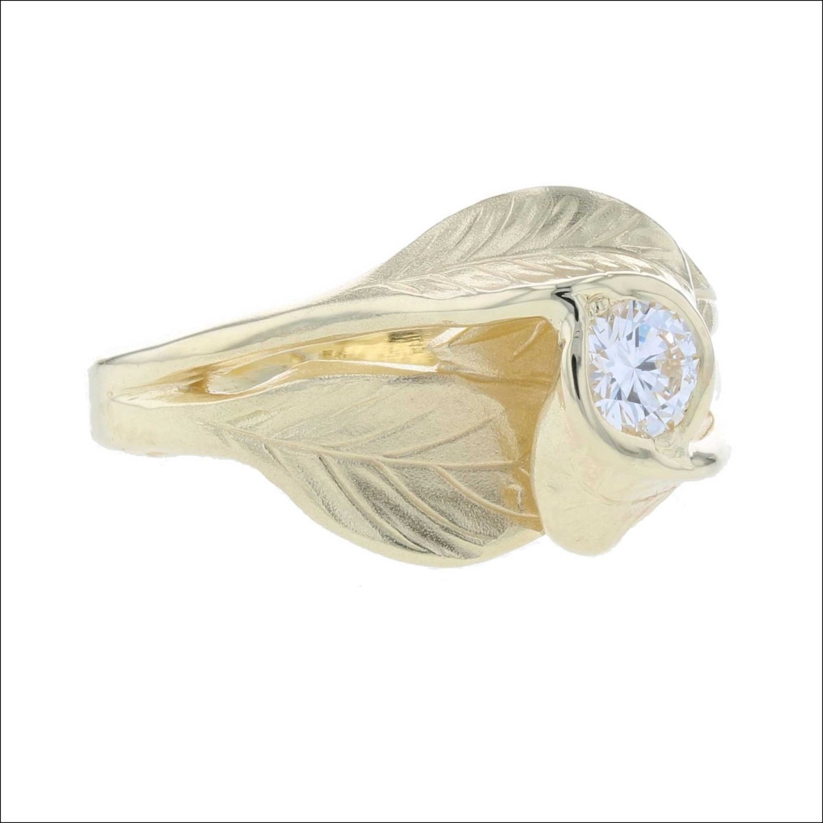 Organic Leaf Wrapped Diamond Engagement Ring 18KY - JewelsmithRings