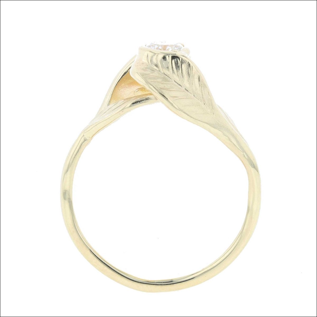 Organic Leaf Wrapped Diamond Engagement Ring 18KY - JewelsmithRings