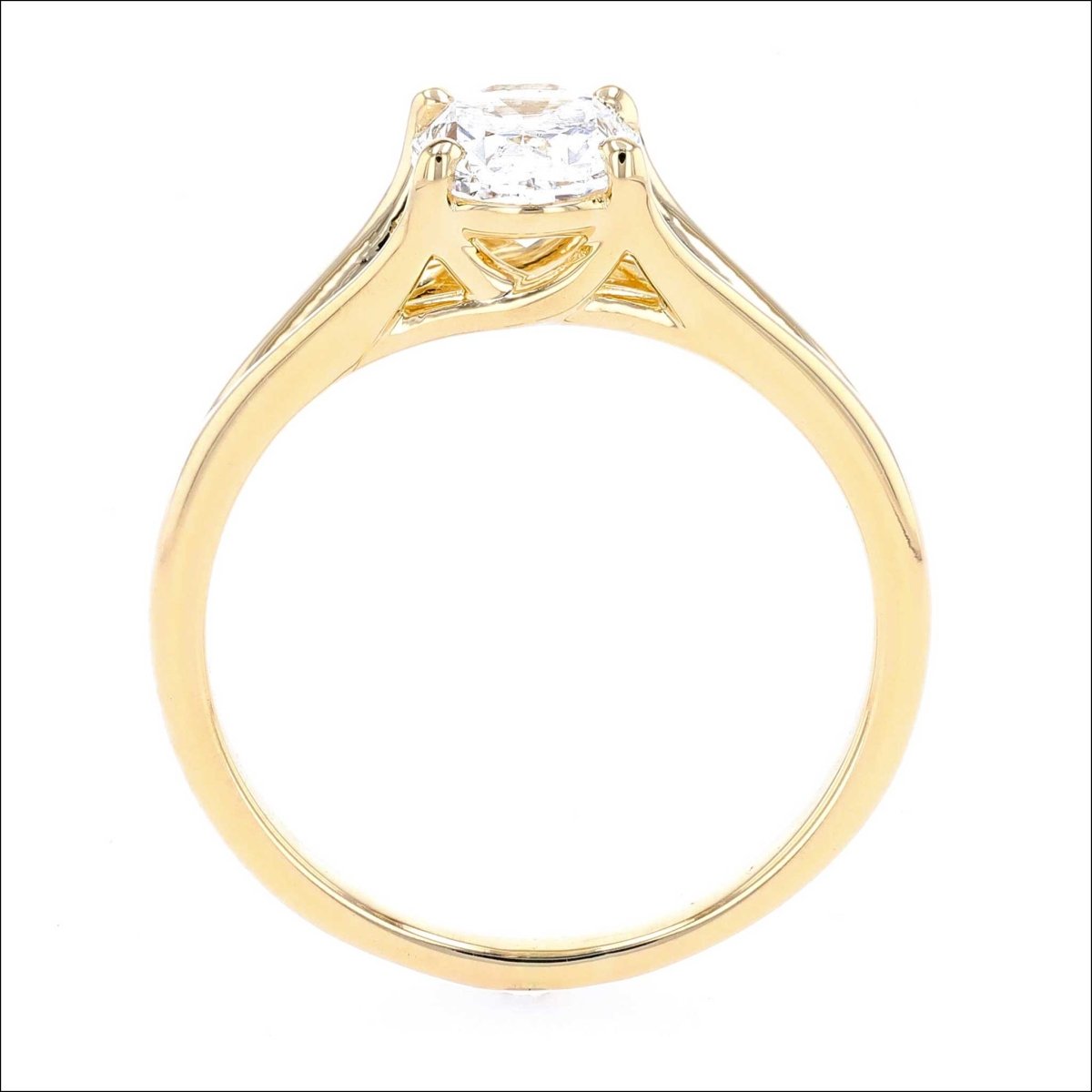 Oval Diamond Split Cathedral Engagement Ring 18KY (Consignment) - JewelsmithEngagement Rings