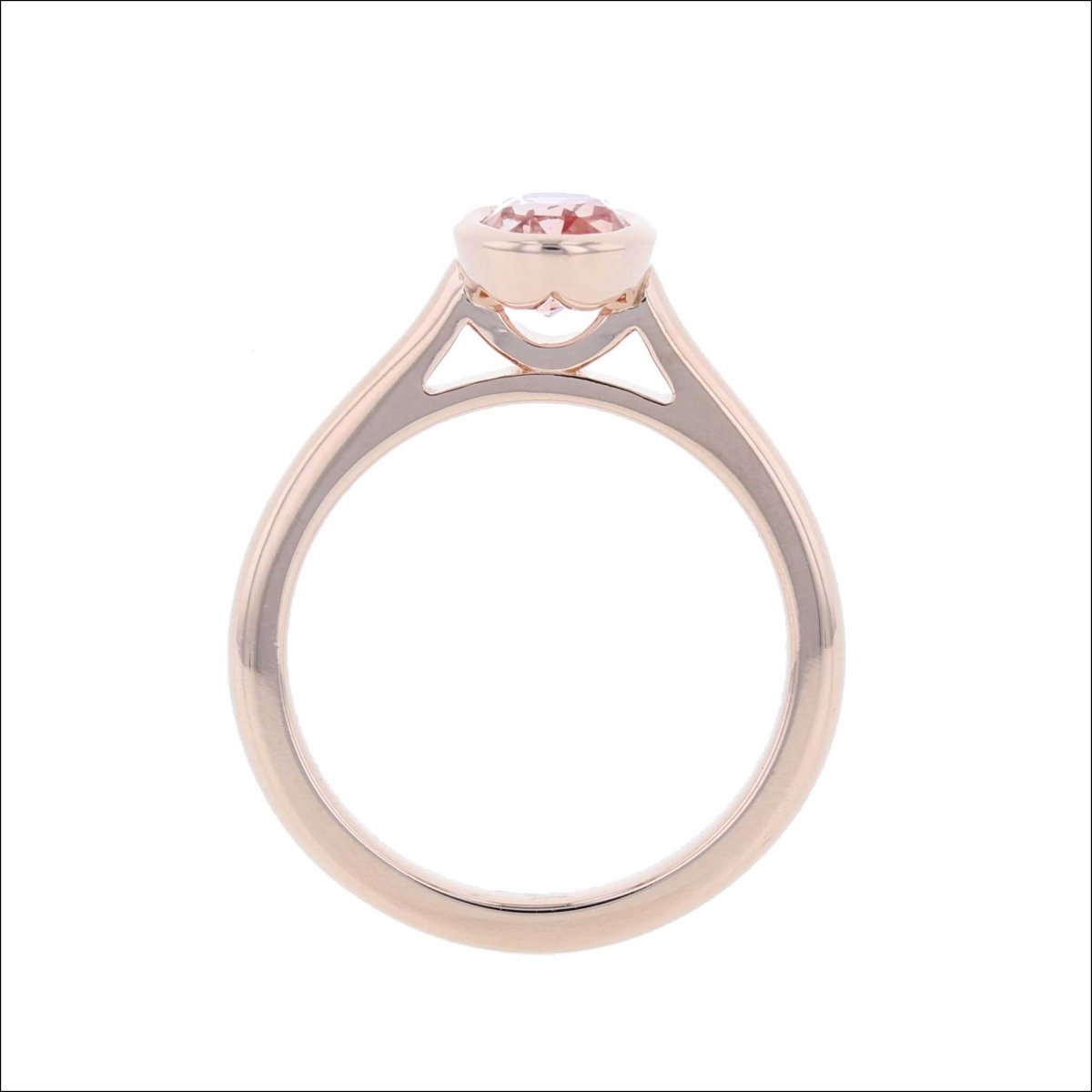 Oval Pink Sapphire Floating Bezel Engagement Ring 14K Rose (Consignment) - JewelsmithEngagement Rings