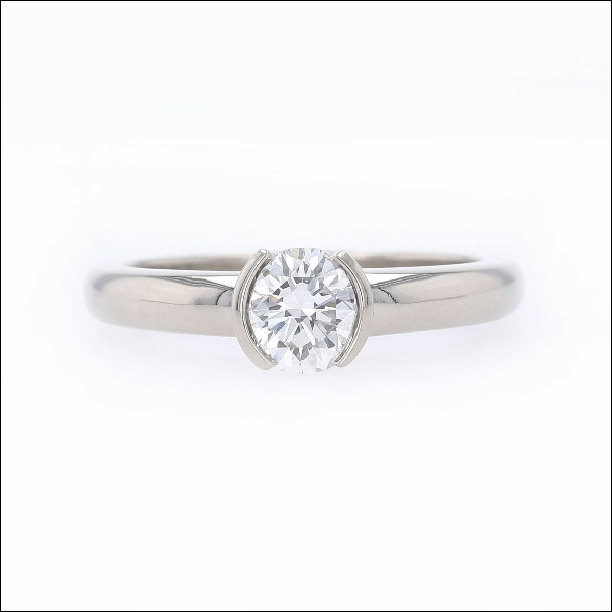 Partial Bezel Diamond Engagement Ring 14KW - JewelsmithEngagement Rings