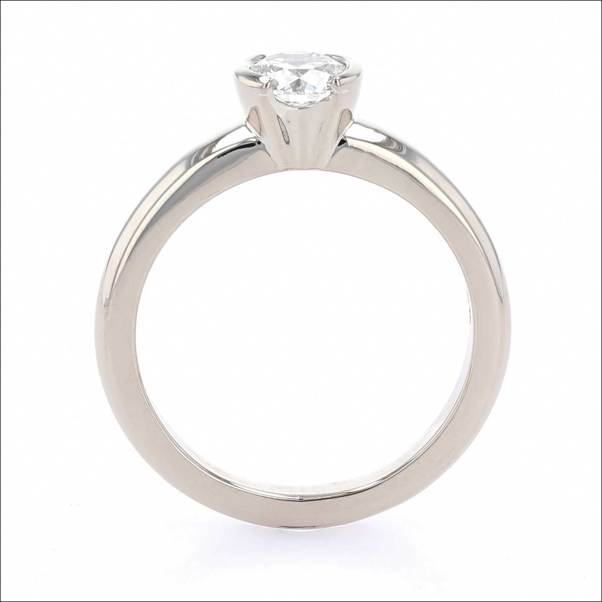 Partial Bezel Diamond Engagement Ring 14KW - JewelsmithEngagement Rings