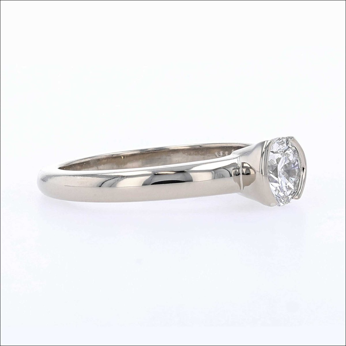 Partial Bezel Diamond Engagement Ring 14KW - JewelsmithEngagement Rings