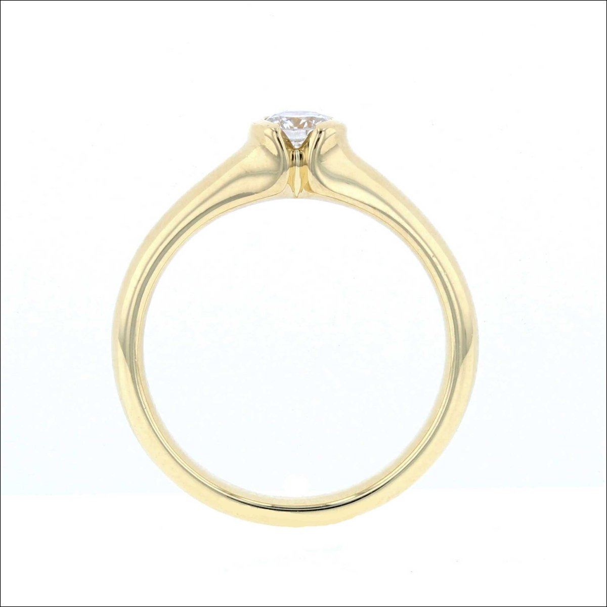 Partial Bezel Diamond Engagement Ring 18KY (Consignment) - JewelsmithEngagement Rings