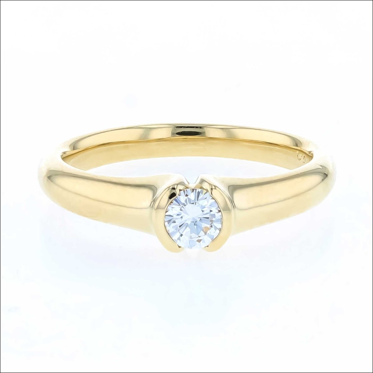 Partial Bezel Diamond Engagement Ring 18KY (Consignment) - JewelsmithEngagement Rings