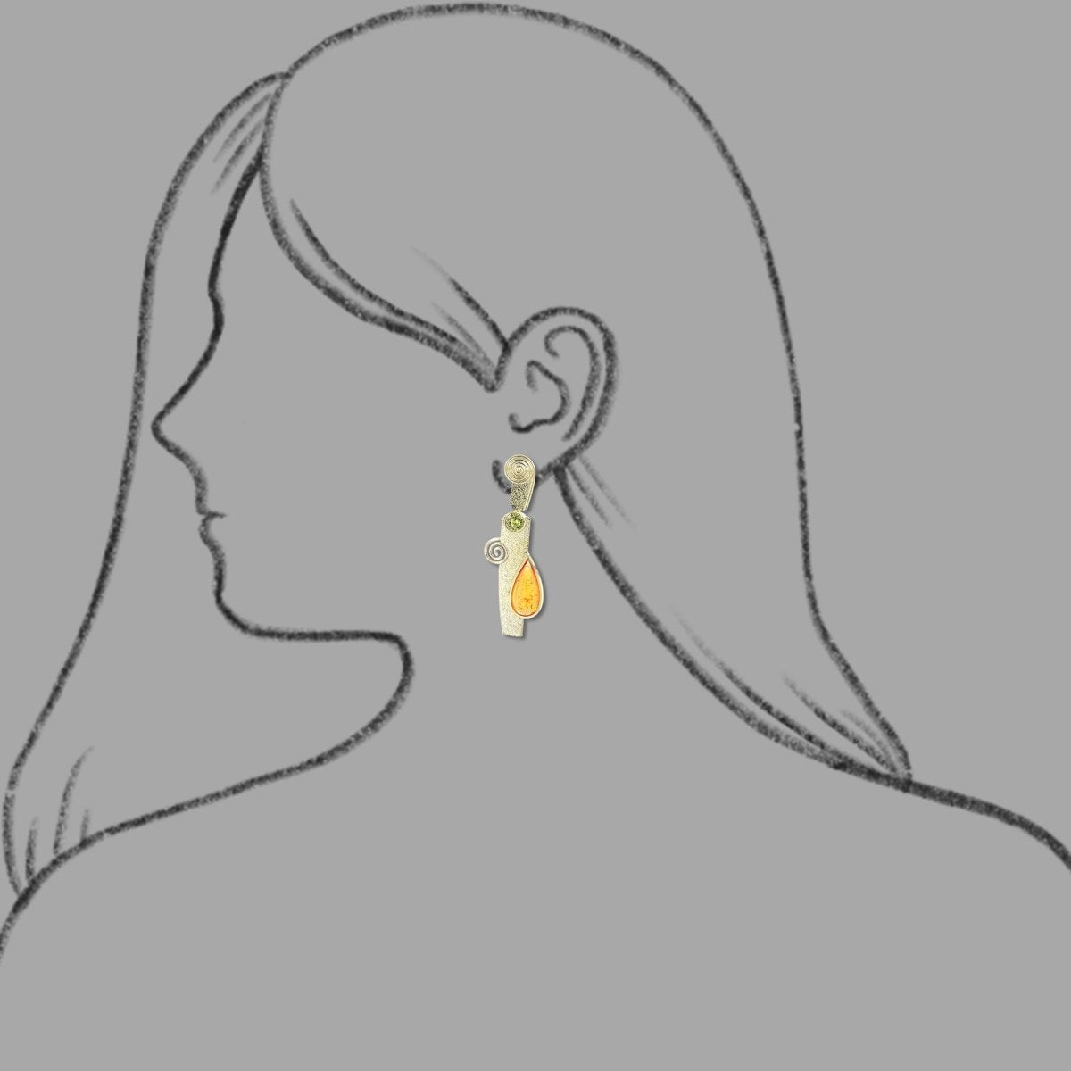 Pear - Shaped Spessartine Garnet Mali Garnet Earrings 18KY - JewelsmithEarrings