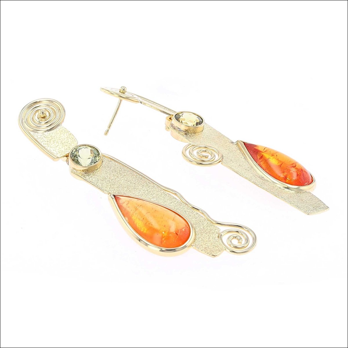 Pear - Shaped Spessartine Garnet Mali Garnet Earrings 18KY - JewelsmithEarrings