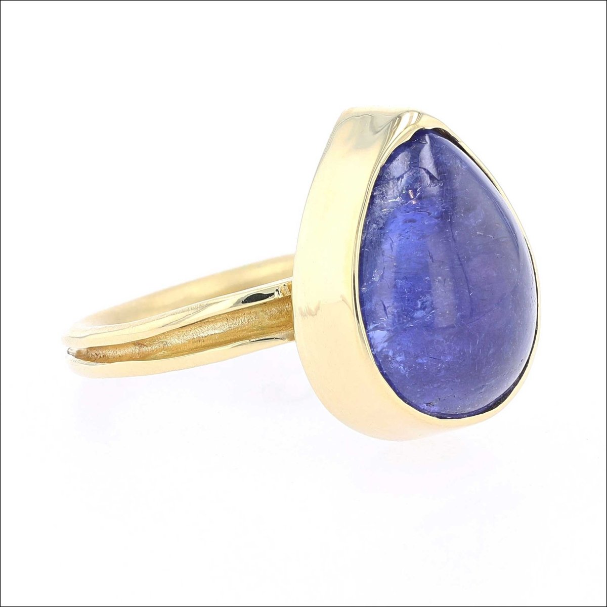 Pear Shaped Tanzanite Cab Ring 18KY - JewelsmithRings
