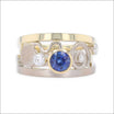 Petite Sapphire Diamond Parts Ring 14KW 18KY - Jewelsmith - Durham NC - Handcrafted - Rings