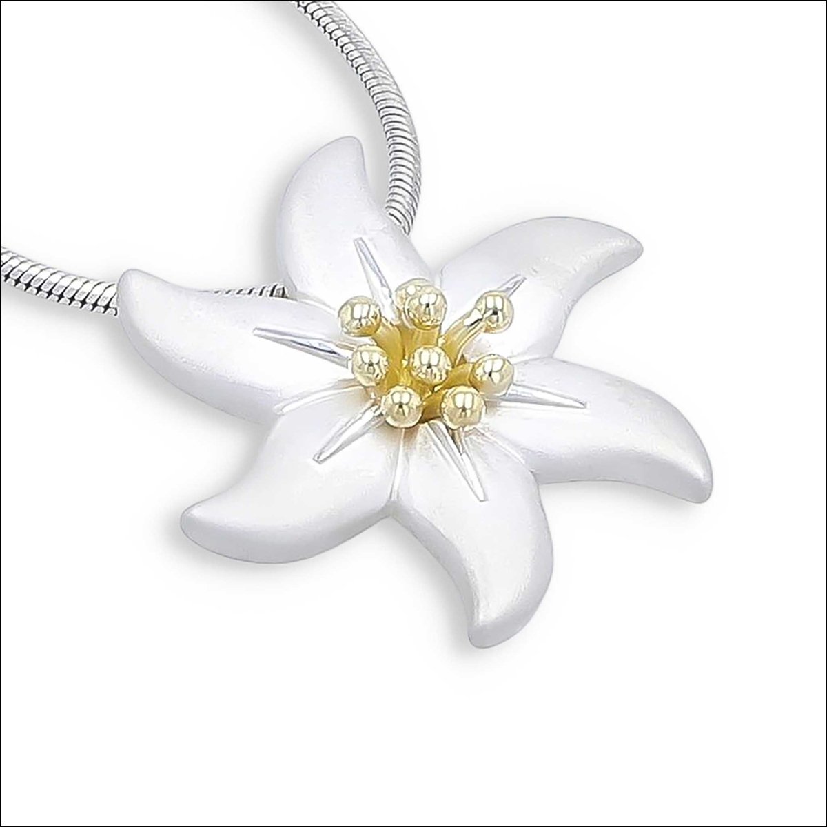 Poinsettia Pendant Sterling Silver 18KY - JewelsmithPendants