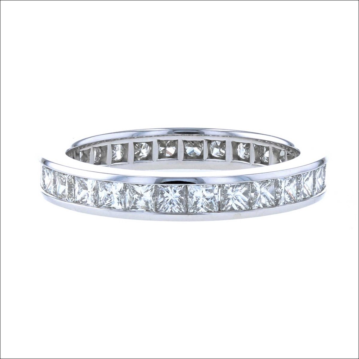 Princess Cut Diamond Channel Set Eternity Band Platinum 2.06cttw - Jewelsmith - Durham NC - Handcrafted - Bands