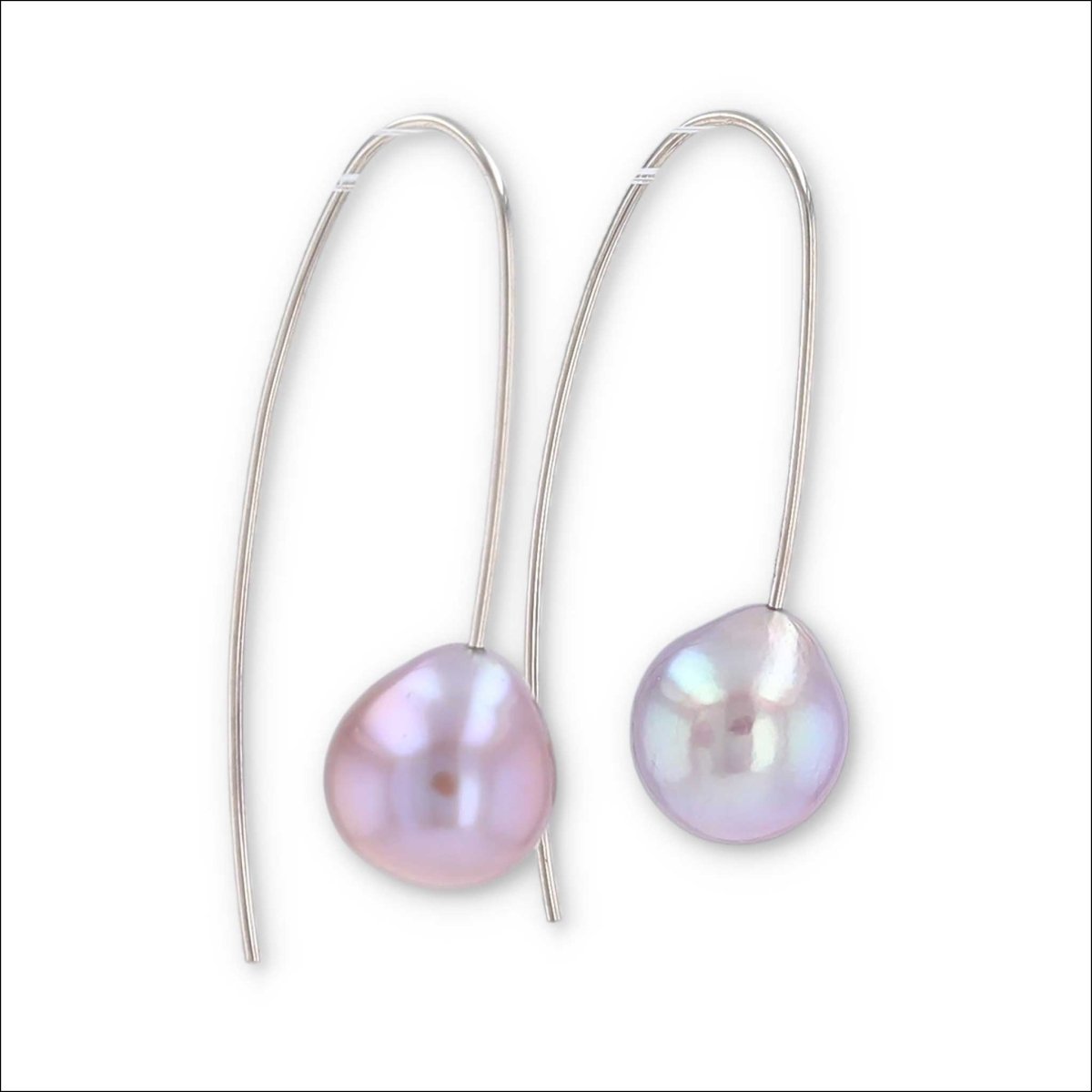 Purple Freshwater Pearl Wire Earrings 14KW - JewelsmithEarrings