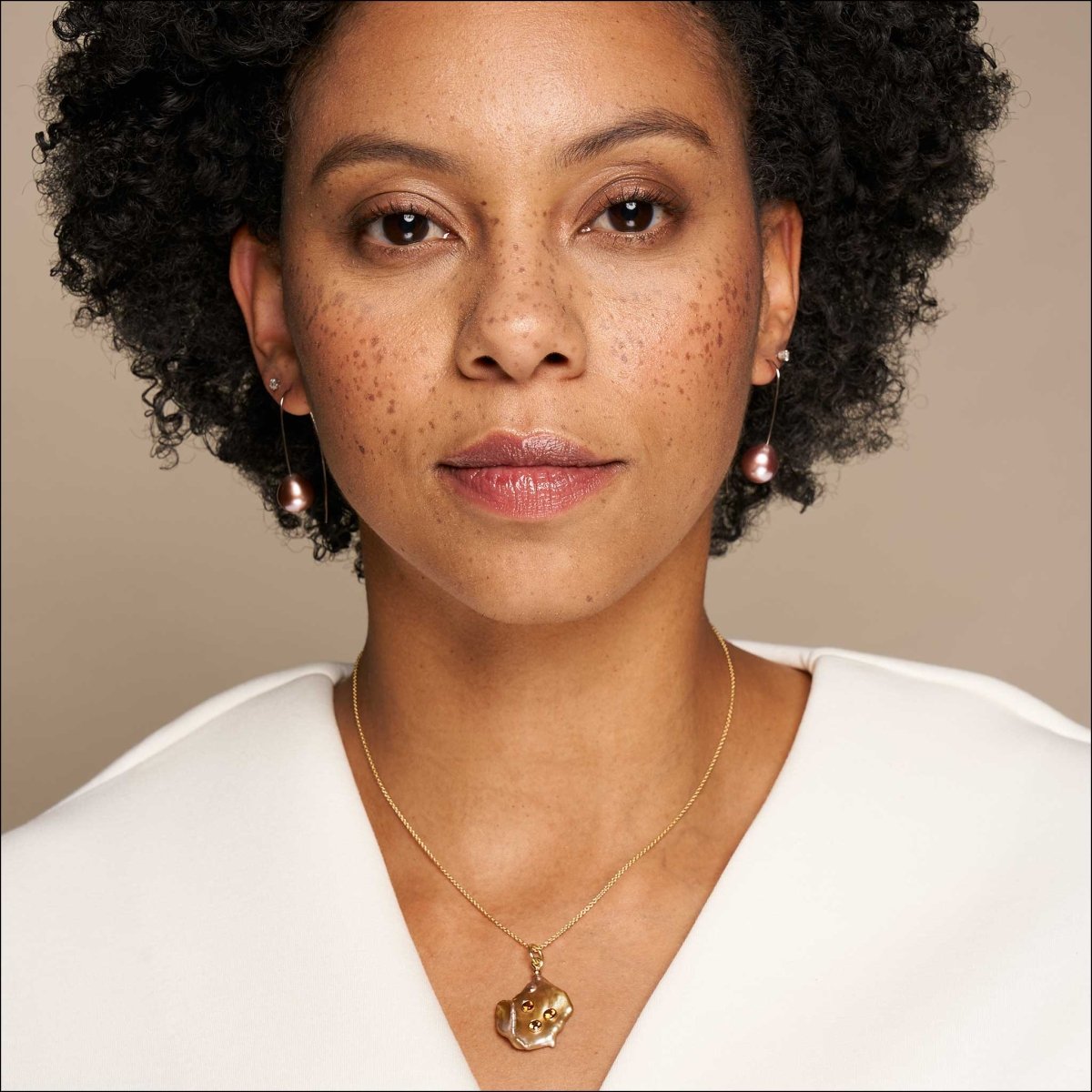 Purple Freshwater Pearl Wire Earrings 14KW - JewelsmithEarrings