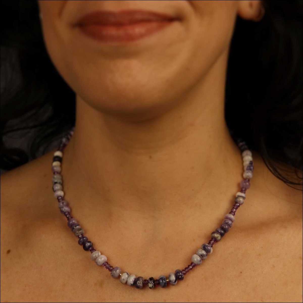 Purple Opal Amethyst Bead Strand Necklace 17.5" 18KY - JewelsmithNecklaces