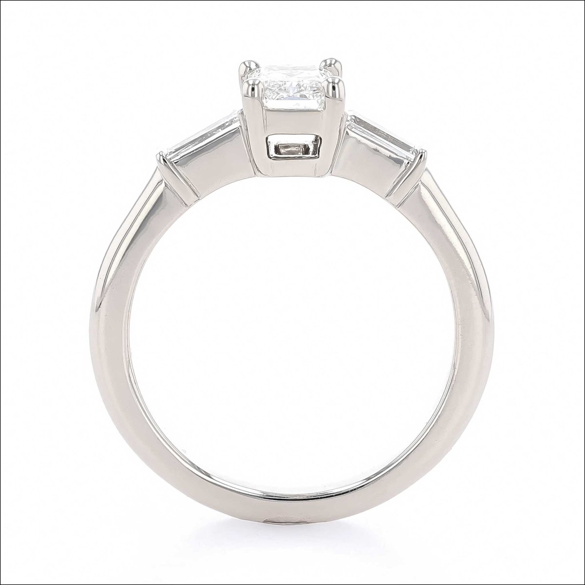 Radiant Cut and Baguette Diamond 3 - Stone Engagement Ring 14KW - JewelsmithEngagement Rings