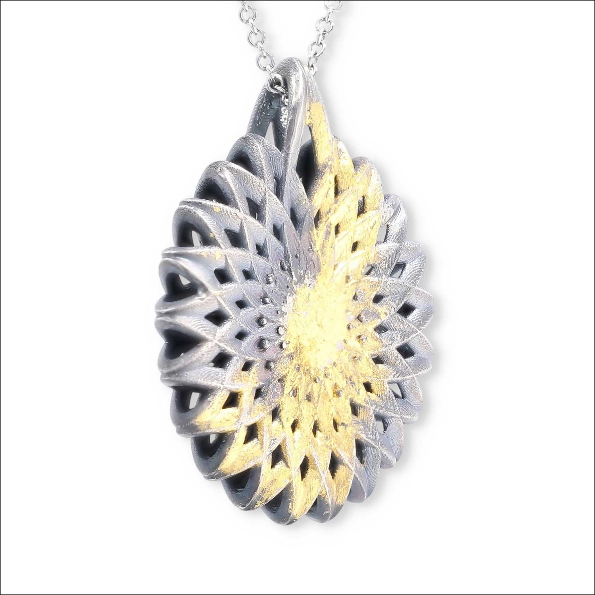 Reversable Openwork Pendant Sterling Silver 24K Gold Leaf - JewelsmithPendants